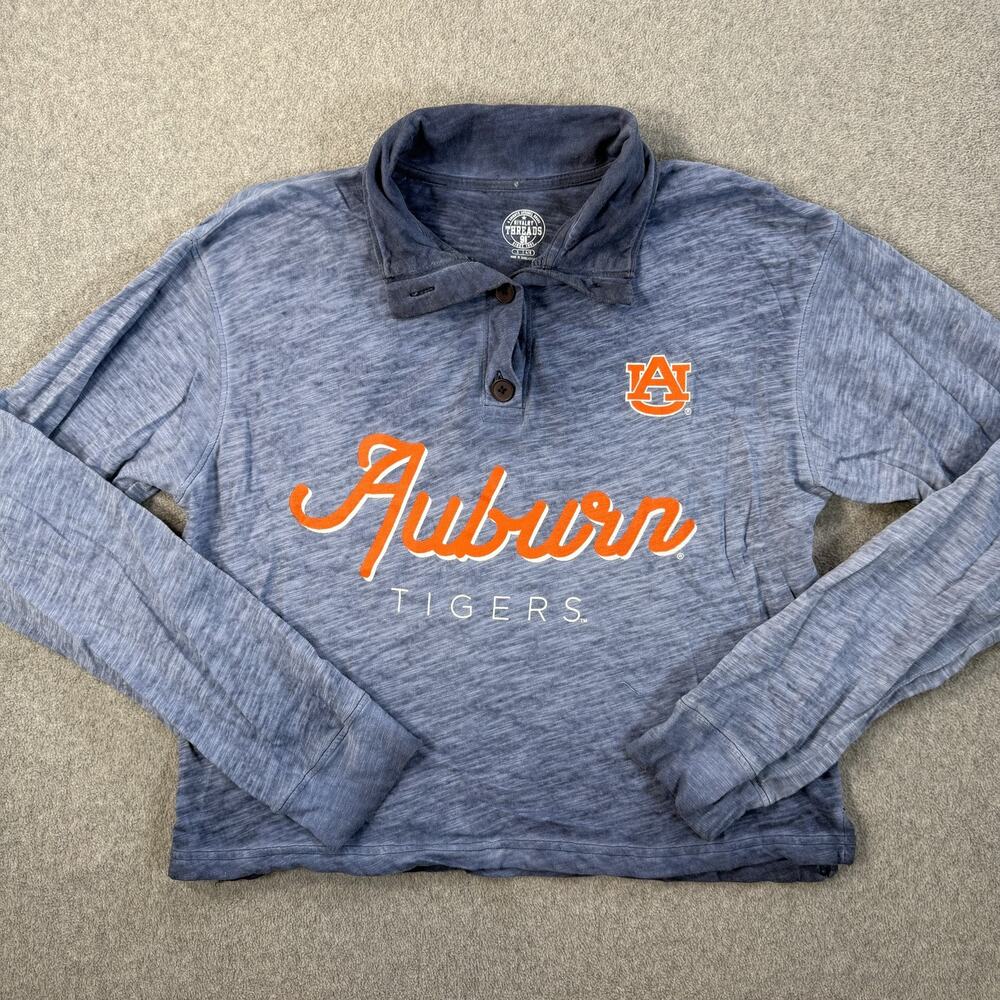 Auburn Tigers Rivalry Threads Women's Small Cropped Long Sleeve Henley Shirt